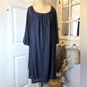 Stylish Navy Blue Dress Relaxed Fit Oversized Versatile Full‎ Figure Friendly